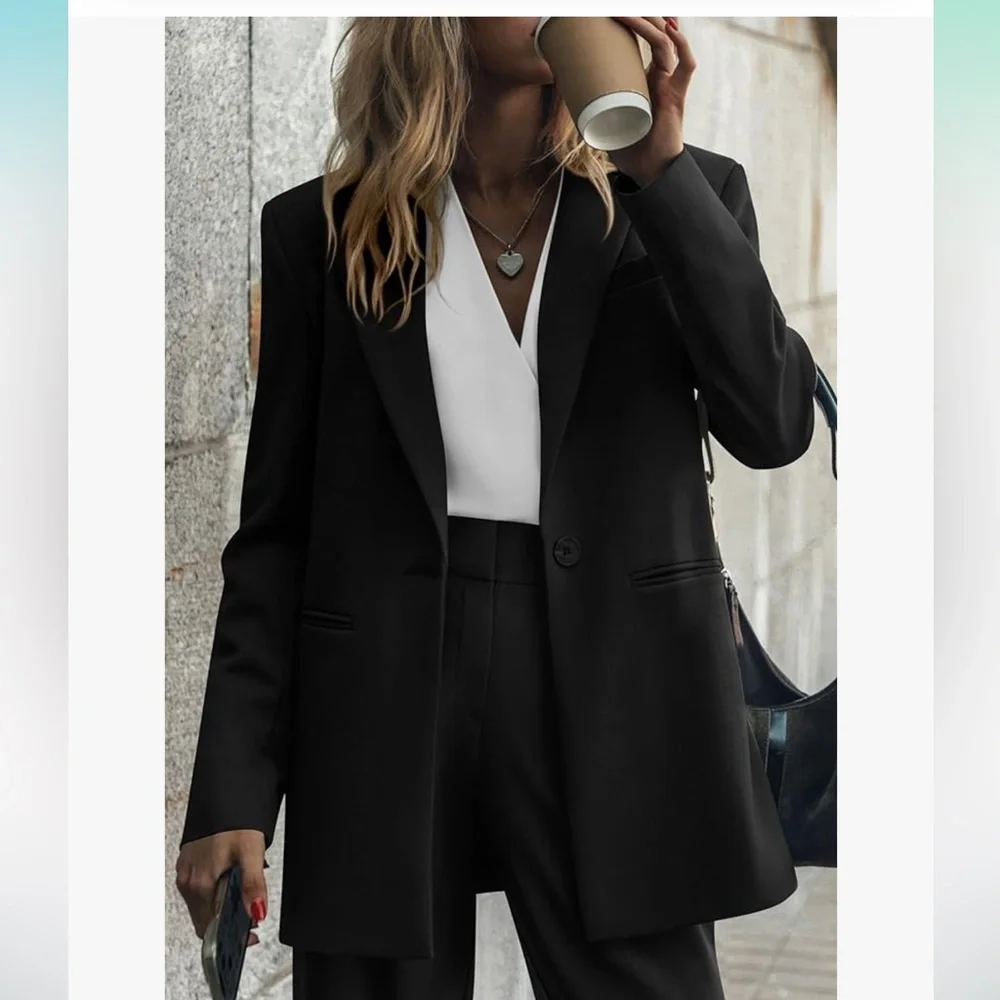 Pretty Garden Womens 2 Piece Blazer Jacket And Wide Leg Pants - Picture 4 of 7